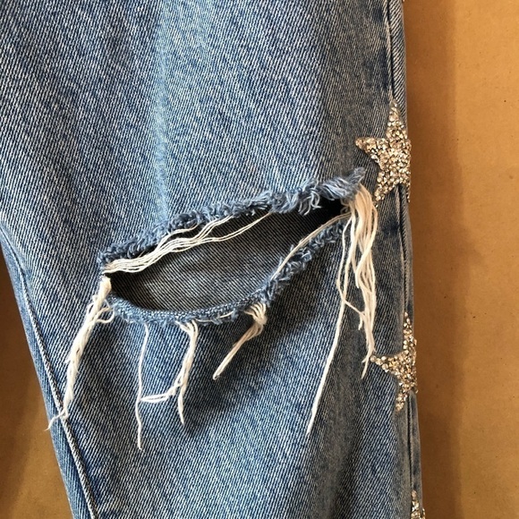 LF | CARMAR Alexander Ezra Rhinestone Star Side Stripe Distressed Jeans Size 24 - Picture 9 of 16